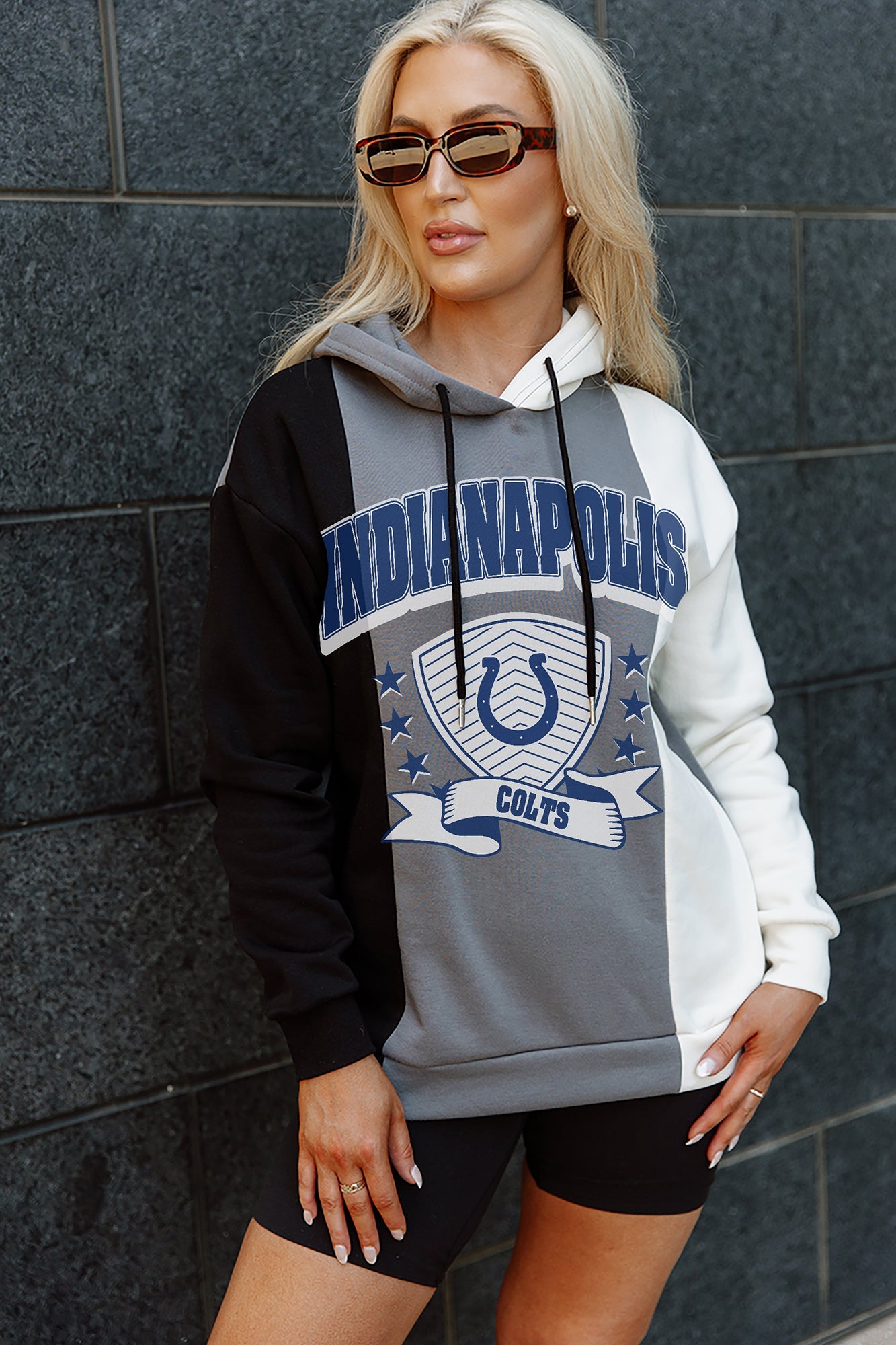 LAS VEGAS RAIDERS TAKE THE FIELD TRI-COLOR BLOCK HOODED FLEECE PULLOVER