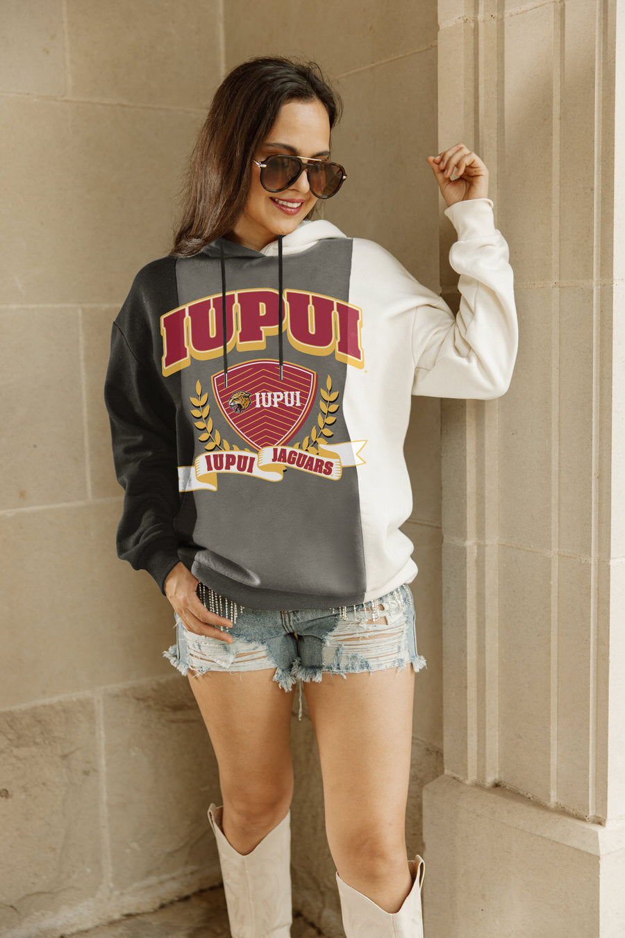 IUPUI Jaguars Gameday Couture Women's Hall Of Fame Color Block Pullover  Hoodie - Black