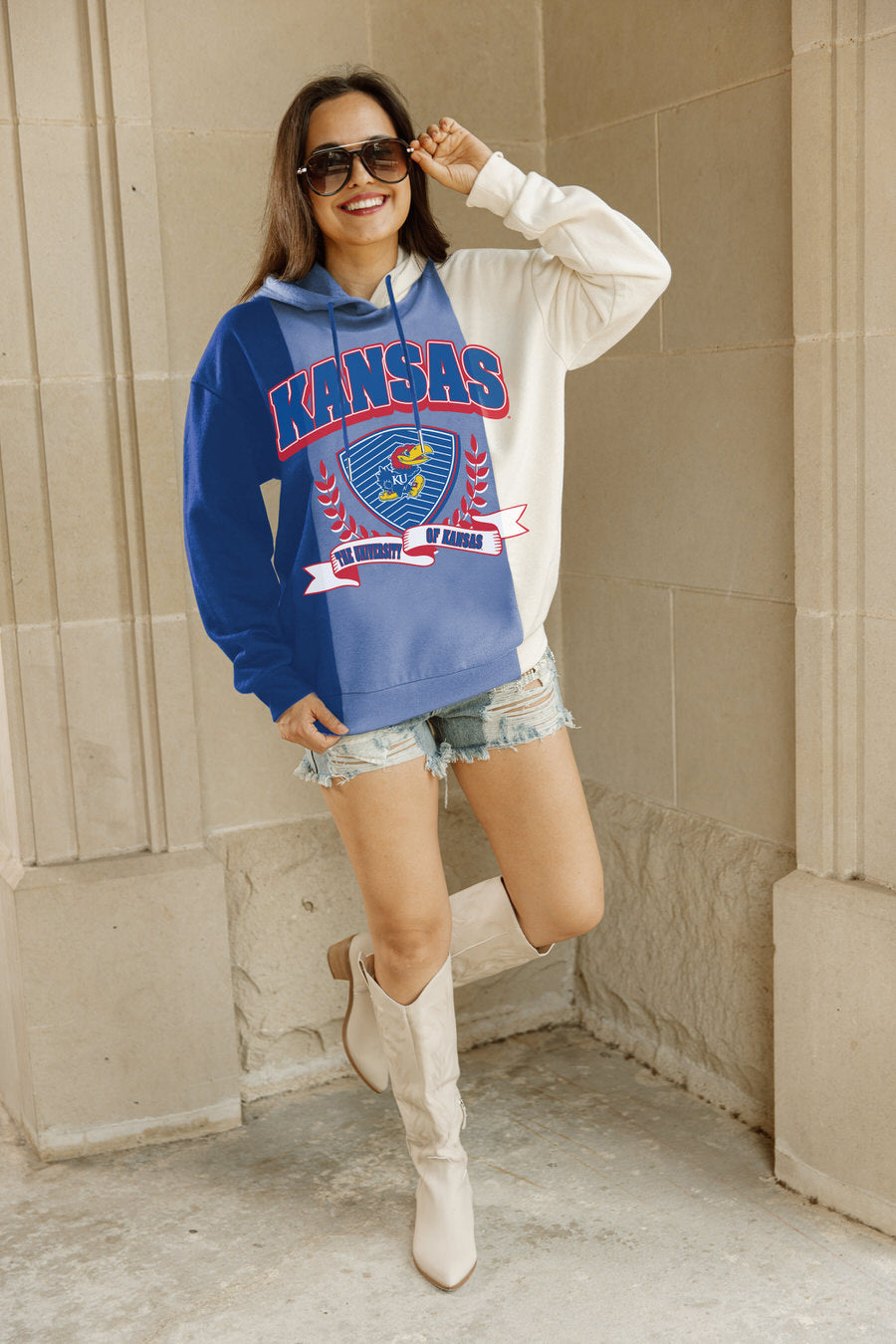 Gameday Couture Women's White Kansas Jayhawks Vintage Days Perfect Pullover Sweatshirt