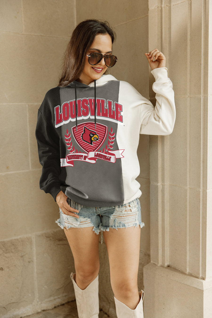 Louisville Cardinals Gameday Couture Women's Hall Of Fame Color Block Pullover  Hoodie - Black