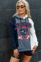 NEW ENGLAND PATRIOTS TAKE THE FIELD TRI-COLOR BLOCK HOODED FLEECE PULLOVER