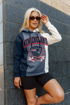 NEW ENGLAND PATRIOTS TAKE THE FIELD TRI-COLOR BLOCK HOODED FLEECE PULLOVER