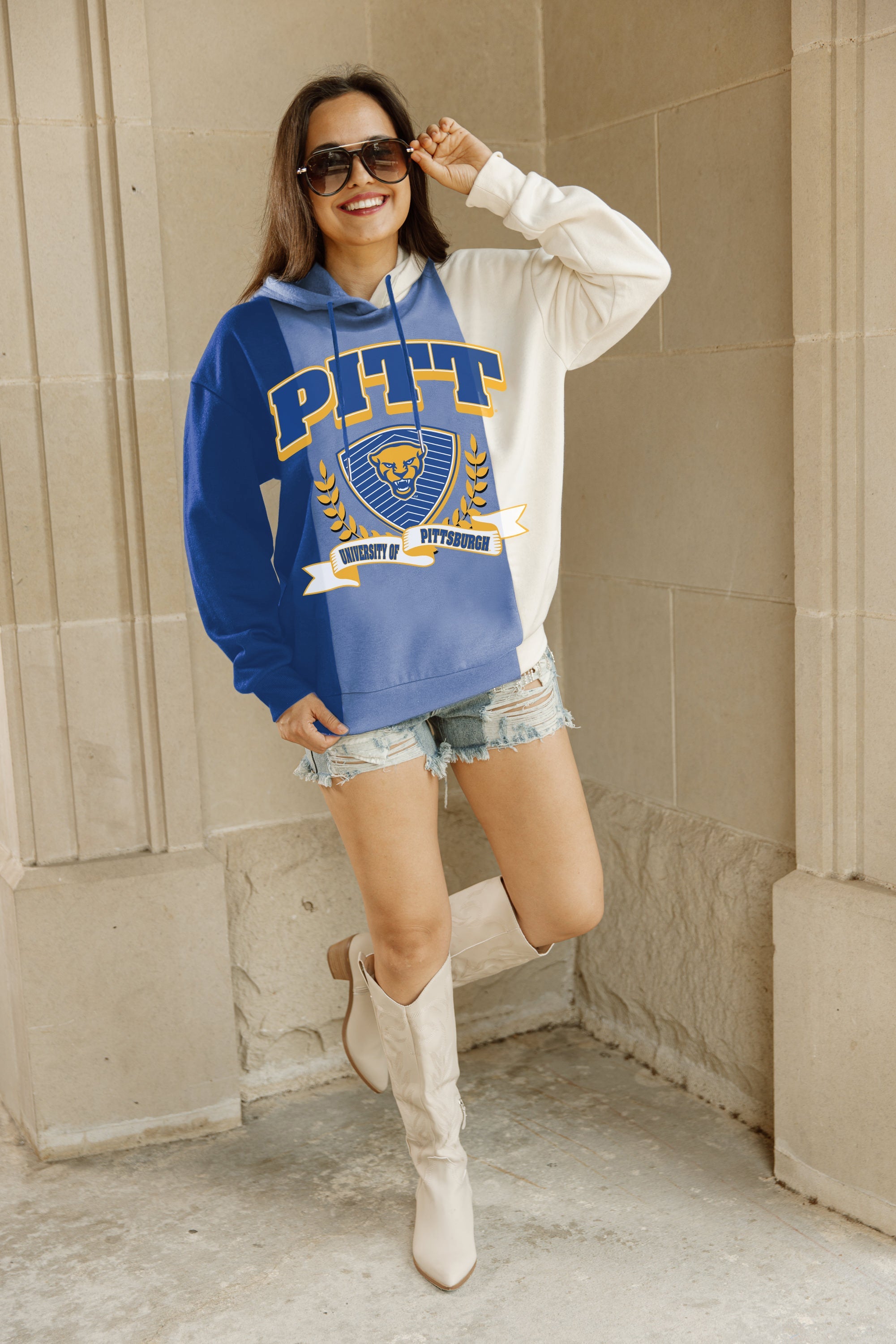 PITTSBURGH PANTHERS GO ALL IN ADULT COLORBLOCK TRIO HOODED PULLOVER