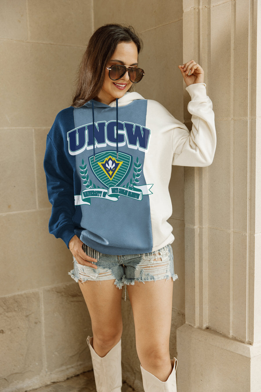 Women's Gameday Couture Navy UNC Wilmington Seahawks Hall Of Fame Color  Block Pullover Hoodie