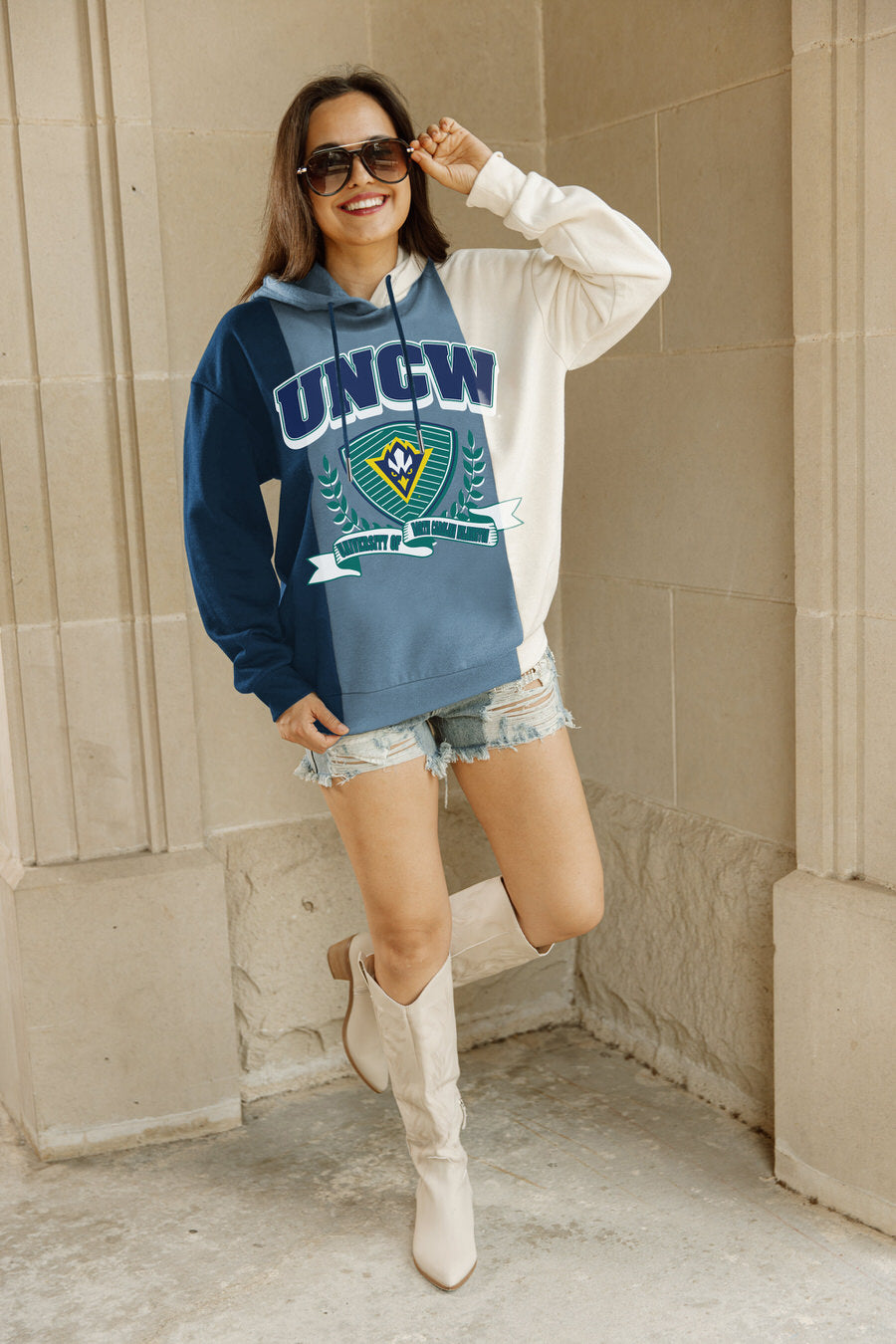 Women's Gameday Couture White UNC Wilmington Seahawks Mock Neck Force Pullover  Sweatshirt