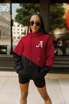 ALABAMA CRIMSON TIDE MATCHMAKER ADULT DIAGONAL BLOCK HOODED FLEECE PULLOVER