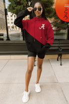 ALABAMA CRIMSON TIDE MATCHMAKER ADULT DIAGONAL BLOCK HOODED FLEECE PULLOVER