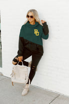 BAYLOR BEARS MATCHMAKER ADULT DIAGONAL BLOCK HOODED FLEECE PULLOVER