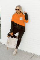 CLEMSON TIGERS MATCHMAKER ADULT DIAGONAL BLOCK HOODED FLEECE PULLOVER