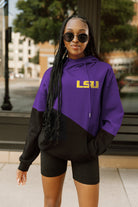 LSU TIGERS MATCHMAKER ADULT DIAGONAL BLOCK HOODED FLEECE PULLOVER