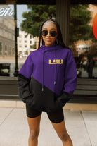 LSU TIGERS MATCHMAKER ADULT DIAGONAL BLOCK HOODED FLEECE PULLOVER