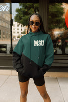 MICHIGAN STATE SPARTANS MATCHMAKER ADULT DIAGONAL BLOCK HOODED FLEECE PULLOVER