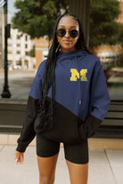 MICHIGAN WOLVERINES MATCHMAKER ADULT DIAGONAL BLOCK HOODED FLEECE PULLOVER