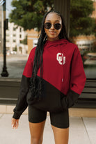 OKLAHOMA SOONERS MATCHMAKER ADULT DIAGONAL BLOCK HOODED FLEECE PULLOVER