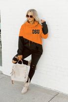 OKLAHOMA STATE COWBOYS MATCHMAKER ADULT DIAGONAL BLOCK HOODED FLEECE PULLOVER