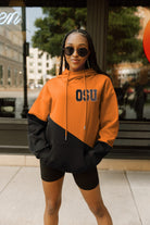 OKLAHOMA STATE COWBOYS MATCHMAKER ADULT DIAGONAL BLOCK HOODED FLEECE PULLOVER