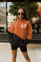 TEXAS LONGHORNS MATCHMAKER ADULT DIAGONAL BLOCK HOODED FLEECE PULLOVER