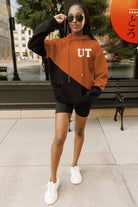 TEXAS LONGHORNS MATCHMAKER ADULT DIAGONAL BLOCK HOODED FLEECE PULLOVER