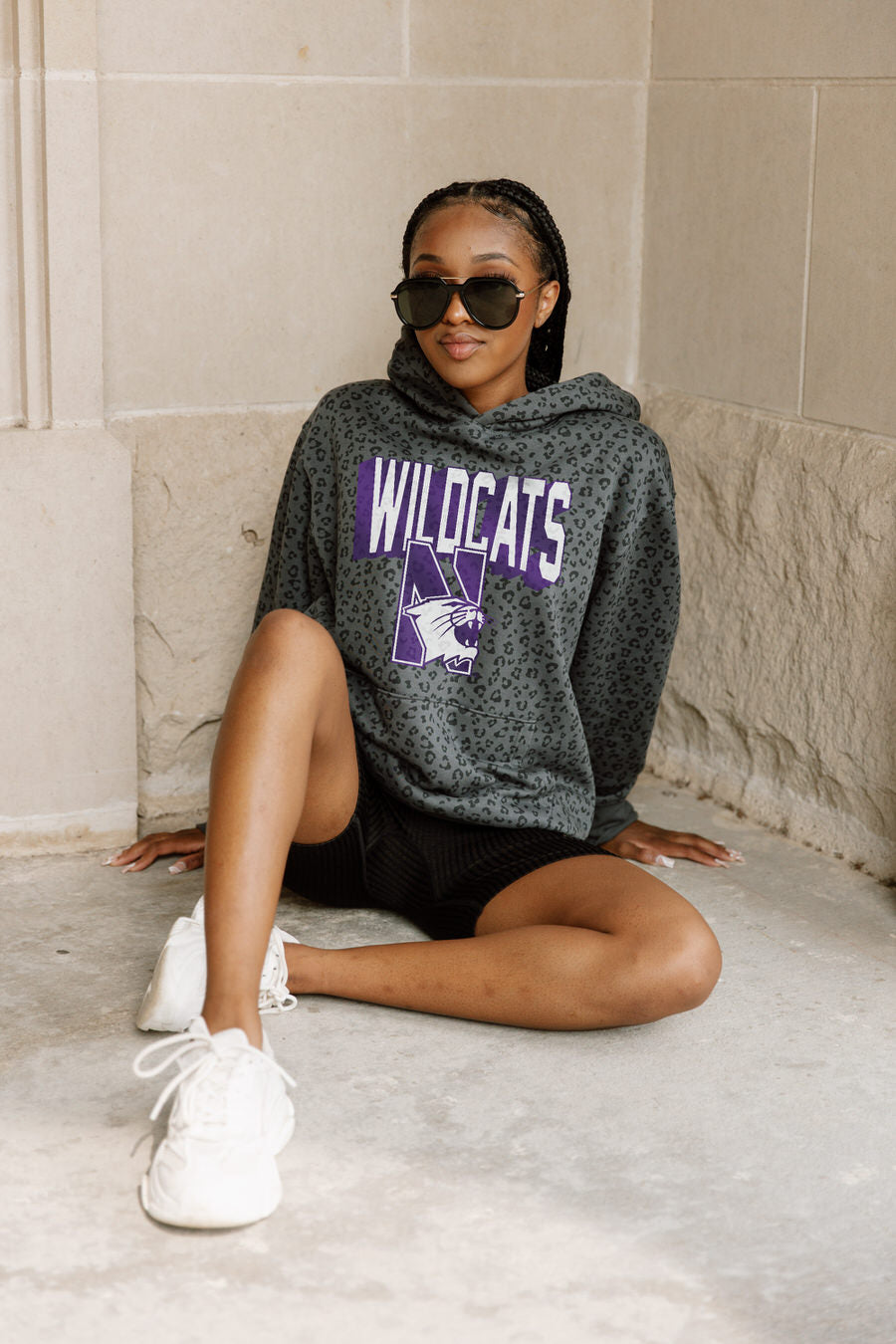 NORTHWESTERN WILDCATS RUNNING WILD ADULT CLASSIC HOODED PULLOVER