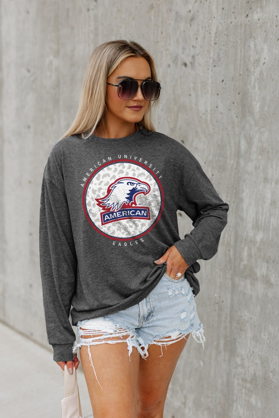 AMERICAN UNIVERSITY EAGLES TURNING CIRCLES BOYFRIEND FIT LONG SLEEVE TEE