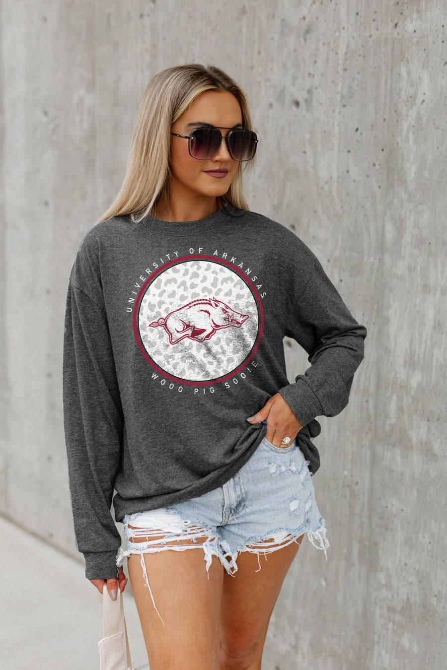 ARKANSAS RAZORBACKS TURNING CIRCLES BOYFRIEND FIT LONG SLEEVE TEE