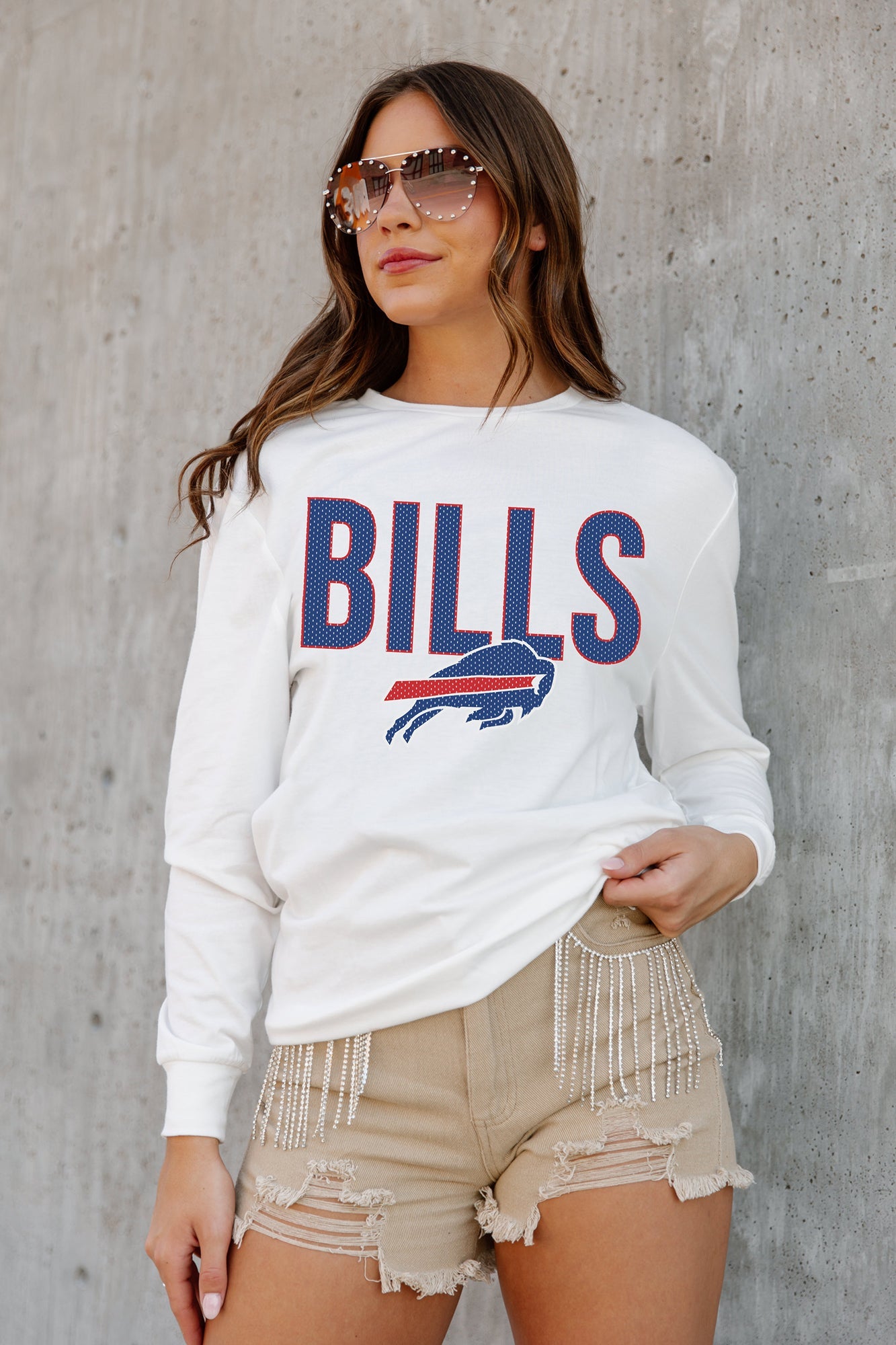 Buffalo Bills Rhinestone New Womens Sizing Relaxed Fit VNeck T