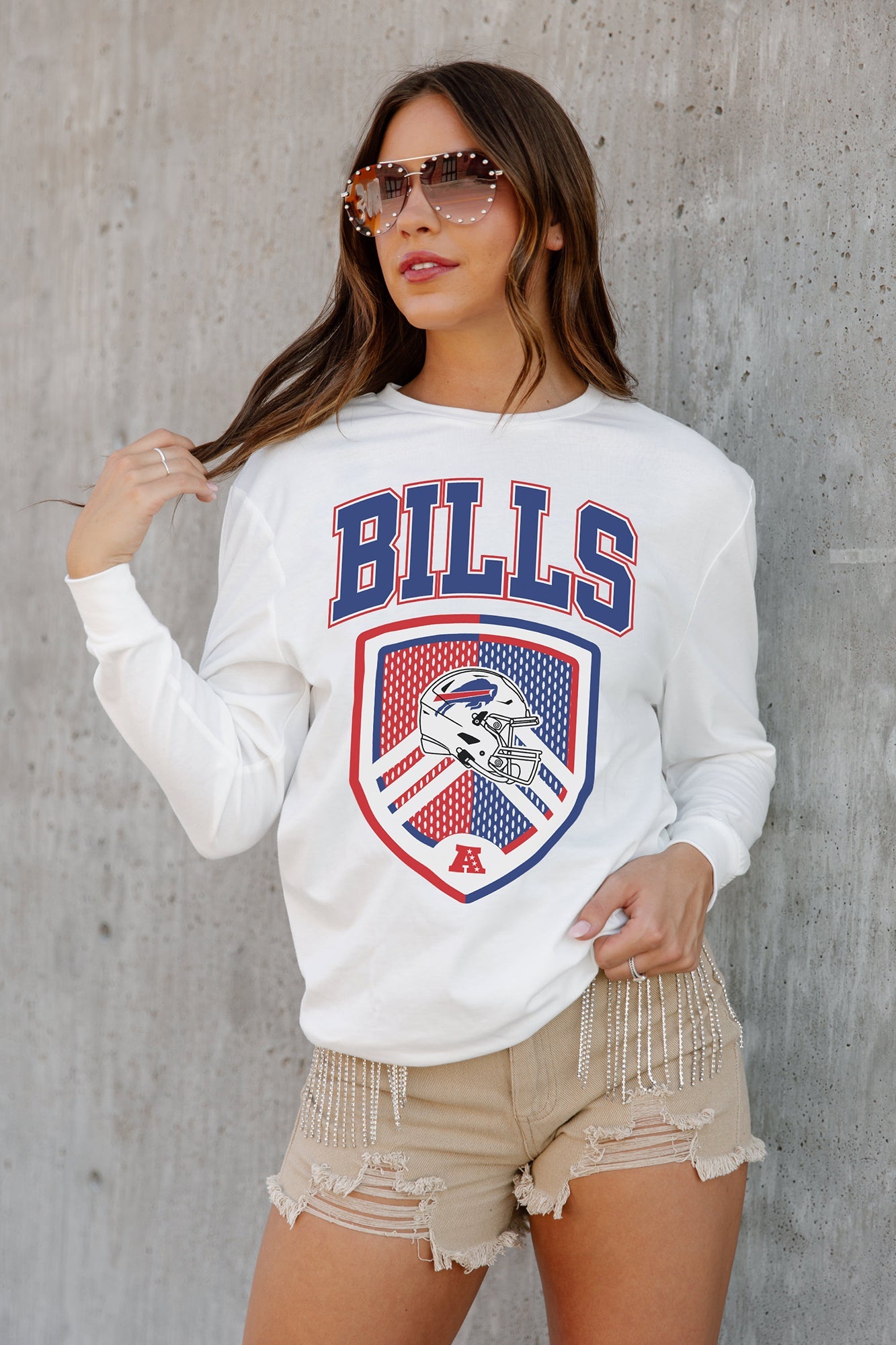 BUFFALO BILLS PUSHING THE LIMIT BOYFRIEND FIT LONG SLEEVE TEE