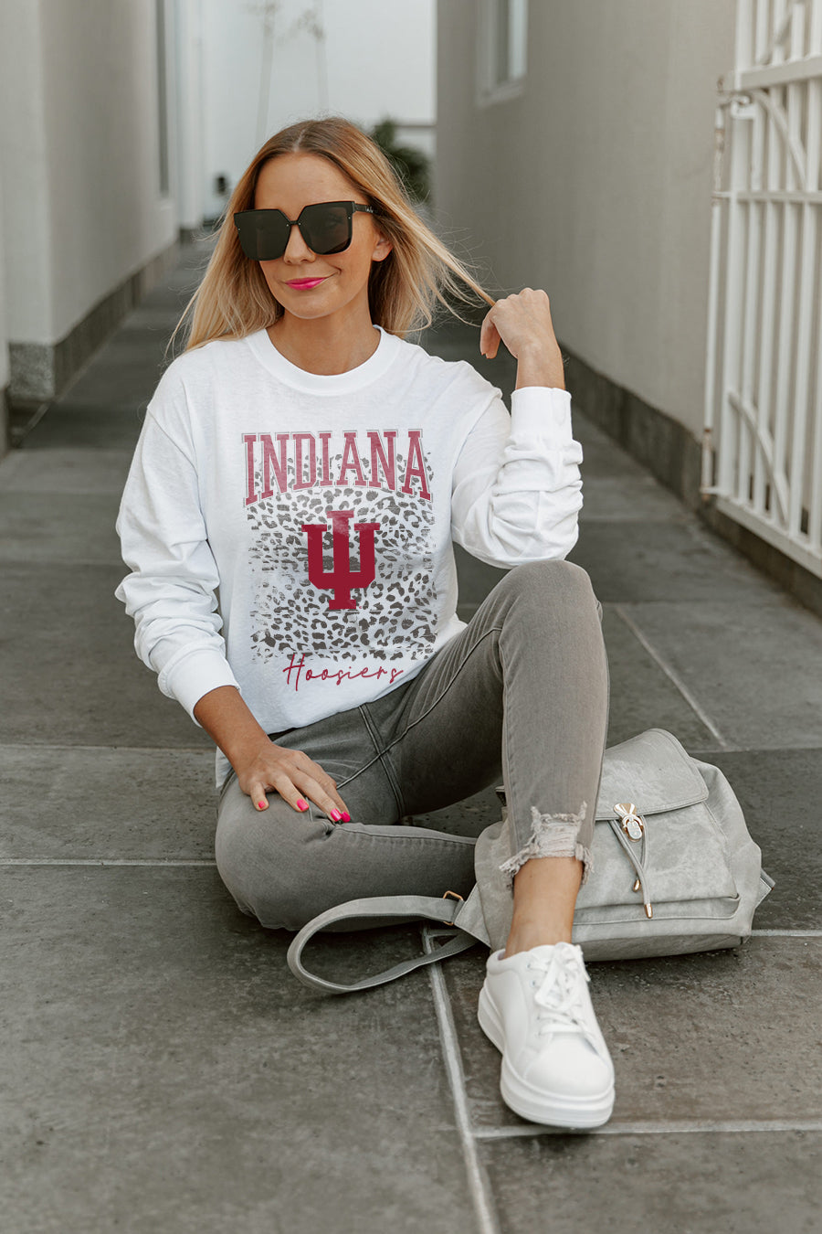 INDIANA HOOSIERS WILD GAME BOYFRIEND FIT LONG SLEEVE TEE