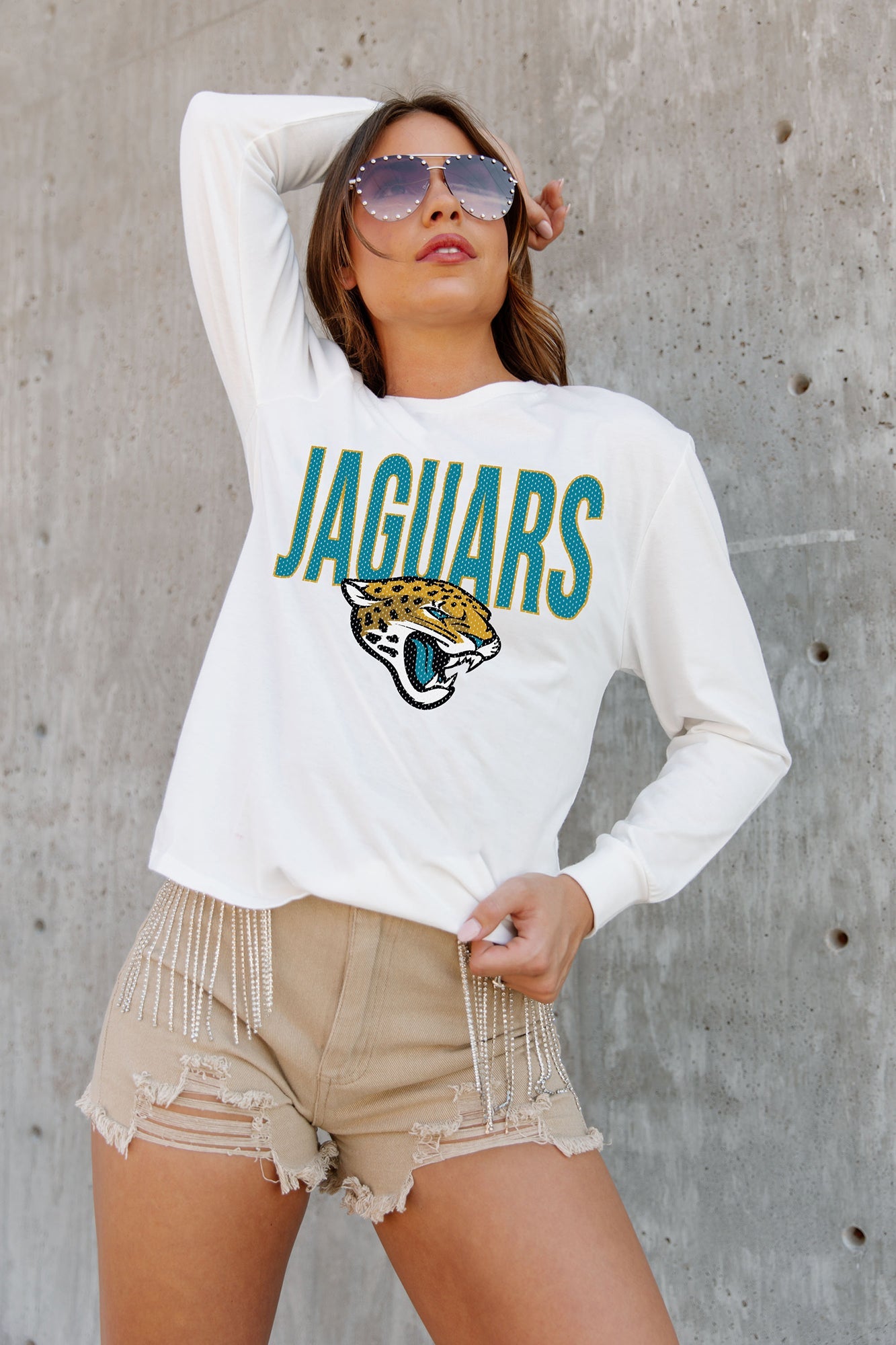 JACKSONVILLE JAGUARS ALWAYS READY BOYFRIEND FIT LONG SLEEVE TEE