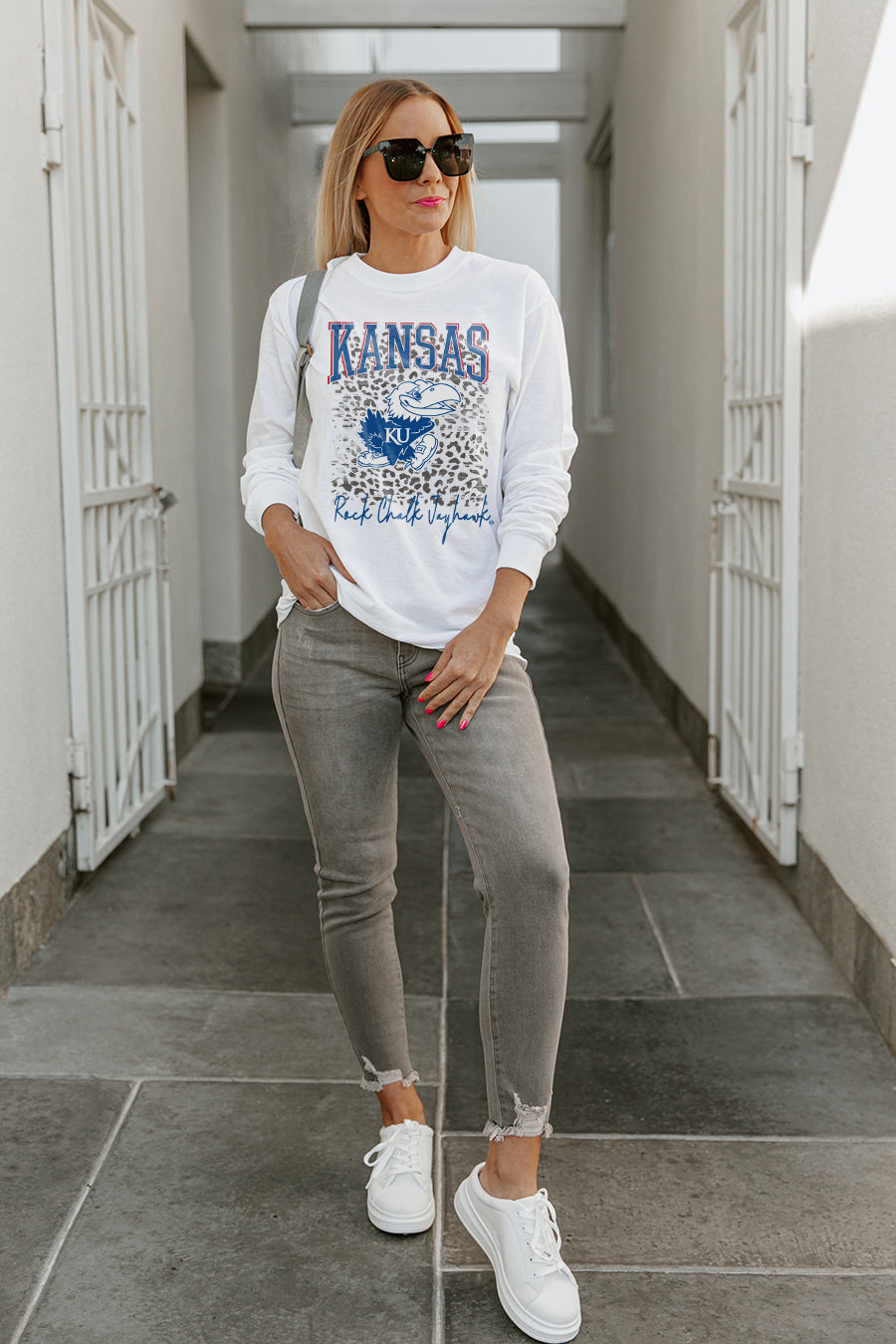 KANSAS JAYHAWKS WILD GAME BOYFRIEND FIT LONG SLEEVE TEE