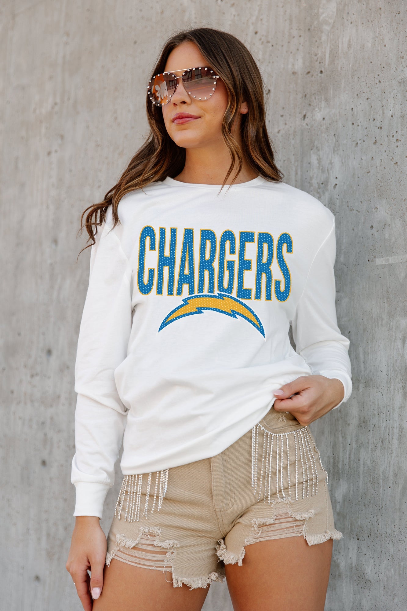 LOS ANGELES CHARGERS ALWAYS READY BOYFRIEND FIT LONG SLEEVE TEE