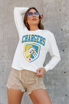 LOS ANGELES CHARGERS PUSHING THE LIMIT BOYFRIEND FIT LONG SLEEVE TEE