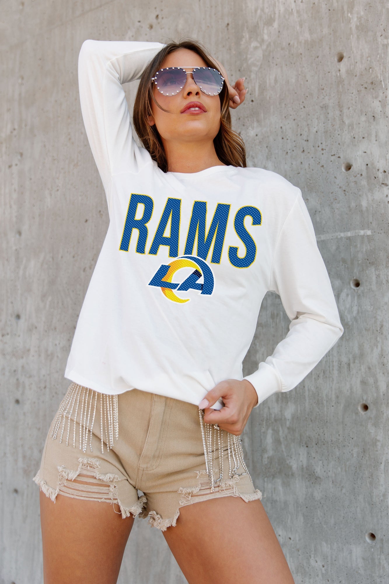 LOS ANGELES RAMS ALWAYS READY BOYFRIEND FIT LONG SLEEVE TEE