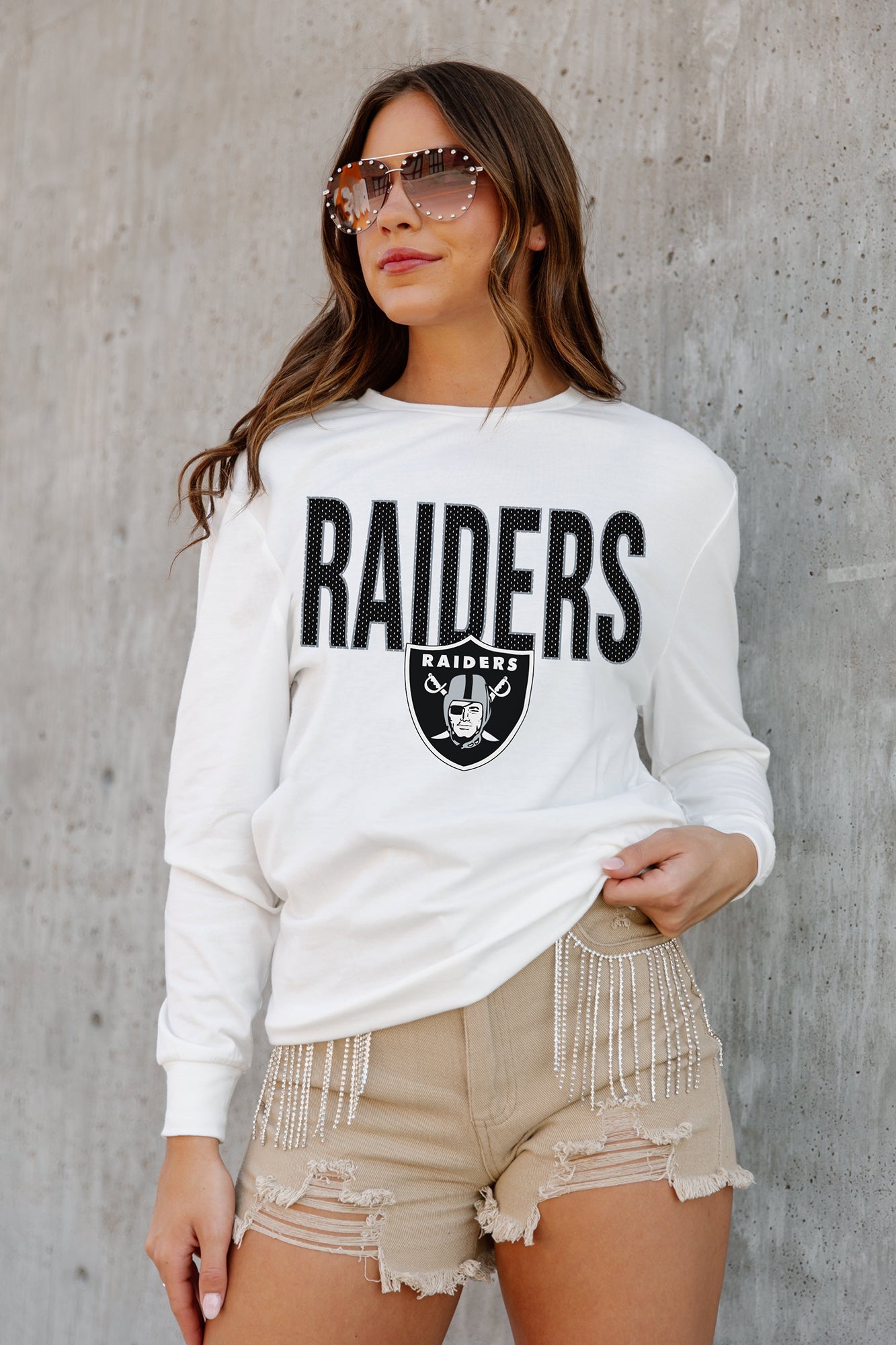 LAS VEGAS RAIDERS ALWAYS READY BOYFRIEND FIT LONG SLEEVE TEE