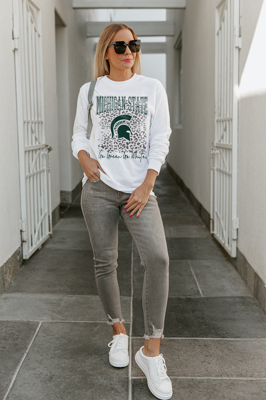 MICHIGAN STATE SPARTANS WILD GAME BOYFRIEND FIT LONG SLEEVE TEE