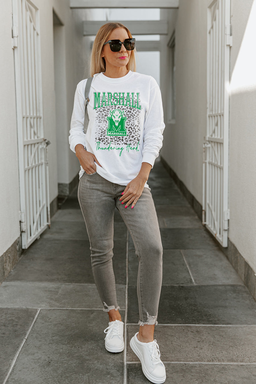 MARSHALL THUNDERING HERD WILD GAME BOYFRIEND FIT LONG SLEEVE TEE