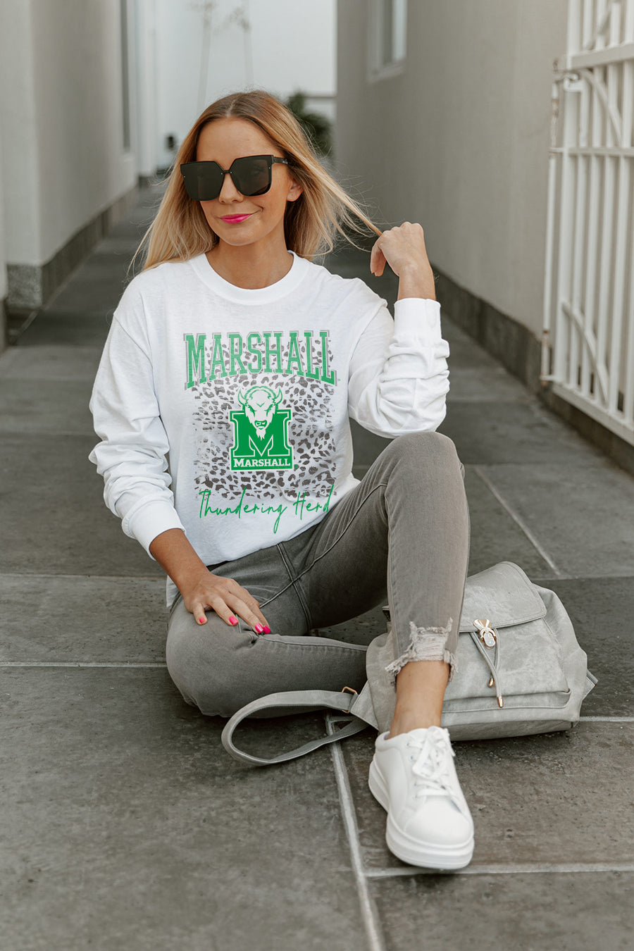 MARSHALL THUNDERING HERD WILD GAME BOYFRIEND FIT LONG SLEEVE TEE