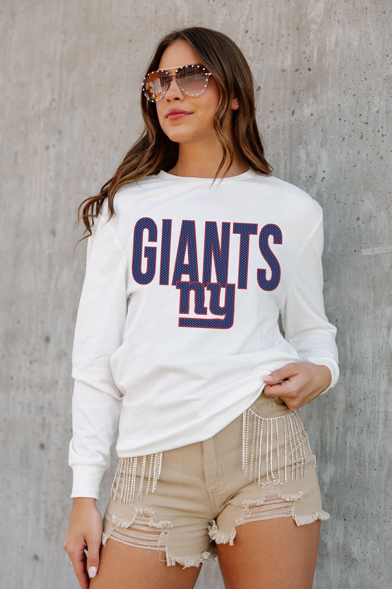 NEW YORK GIANTS ALWAYS READY BOYFRIEND FIT LONG SLEEVE TEE