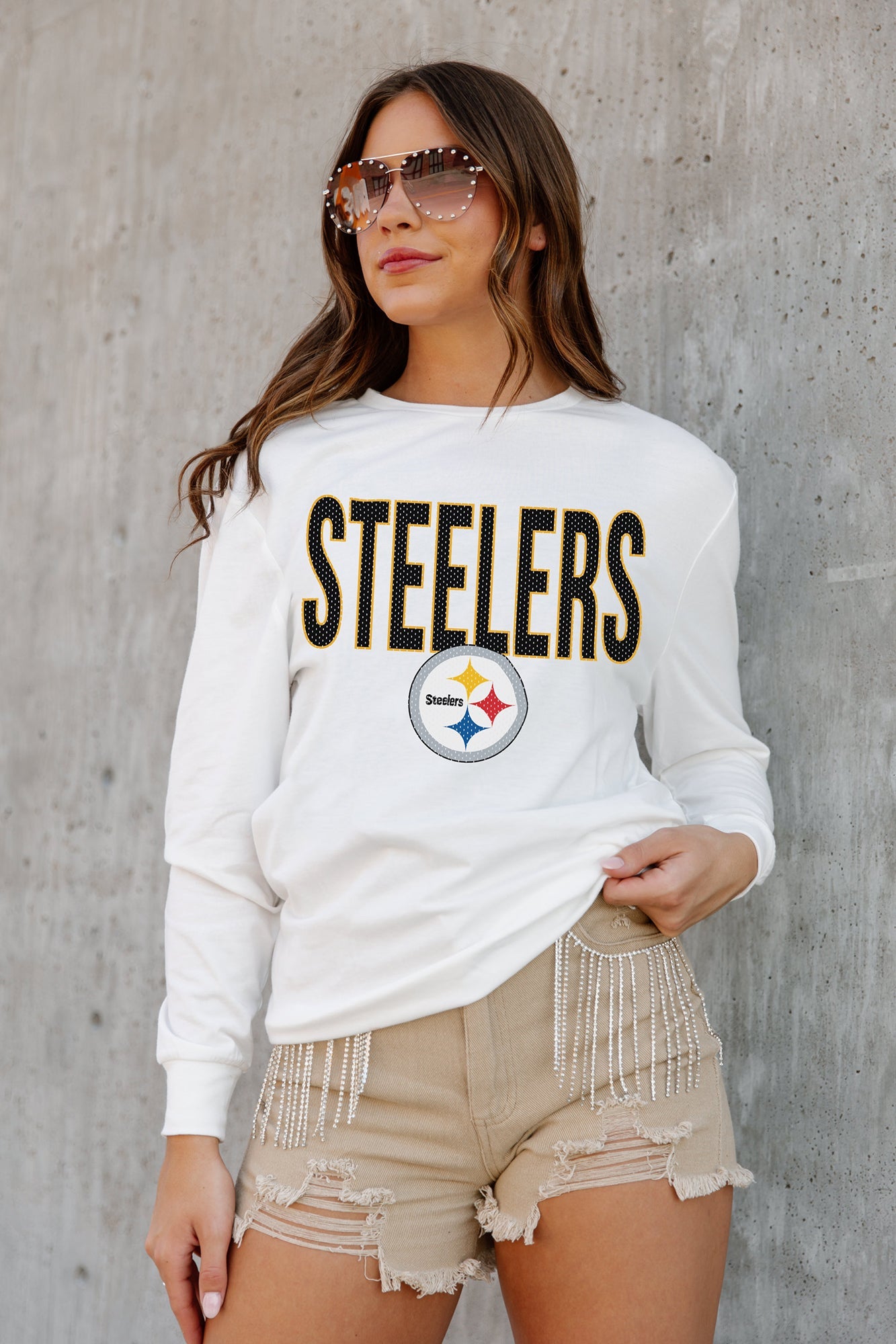 PITTSBURGH STEELERS ALWAYS READY BOYFRIEND FIT LONG SLEEVE TEE