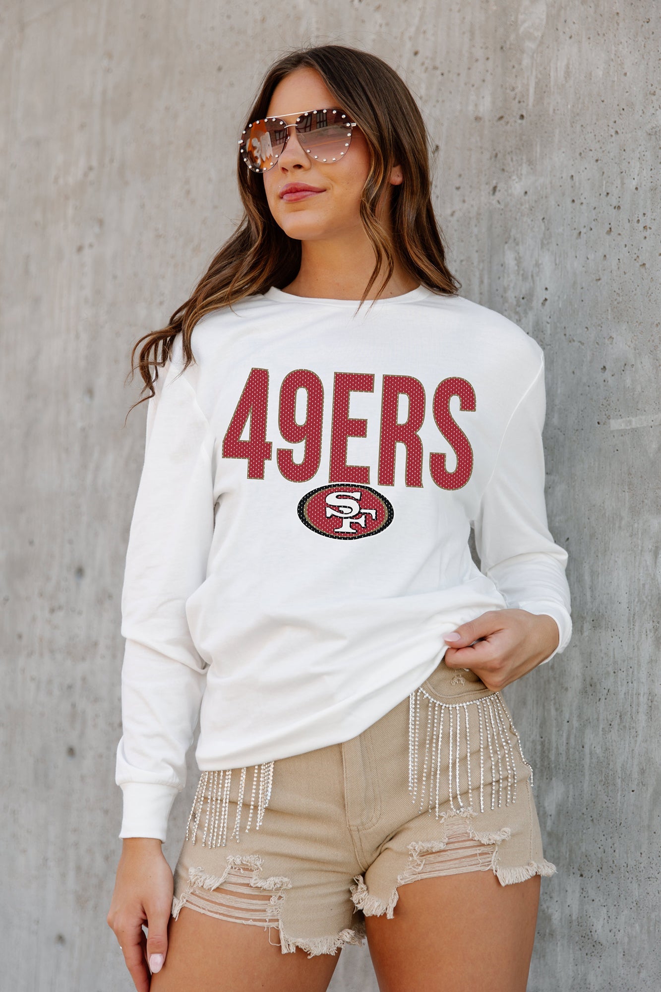 San Francisco 49ers Neutral Colour Logo Crew Sweatshirt - Womens