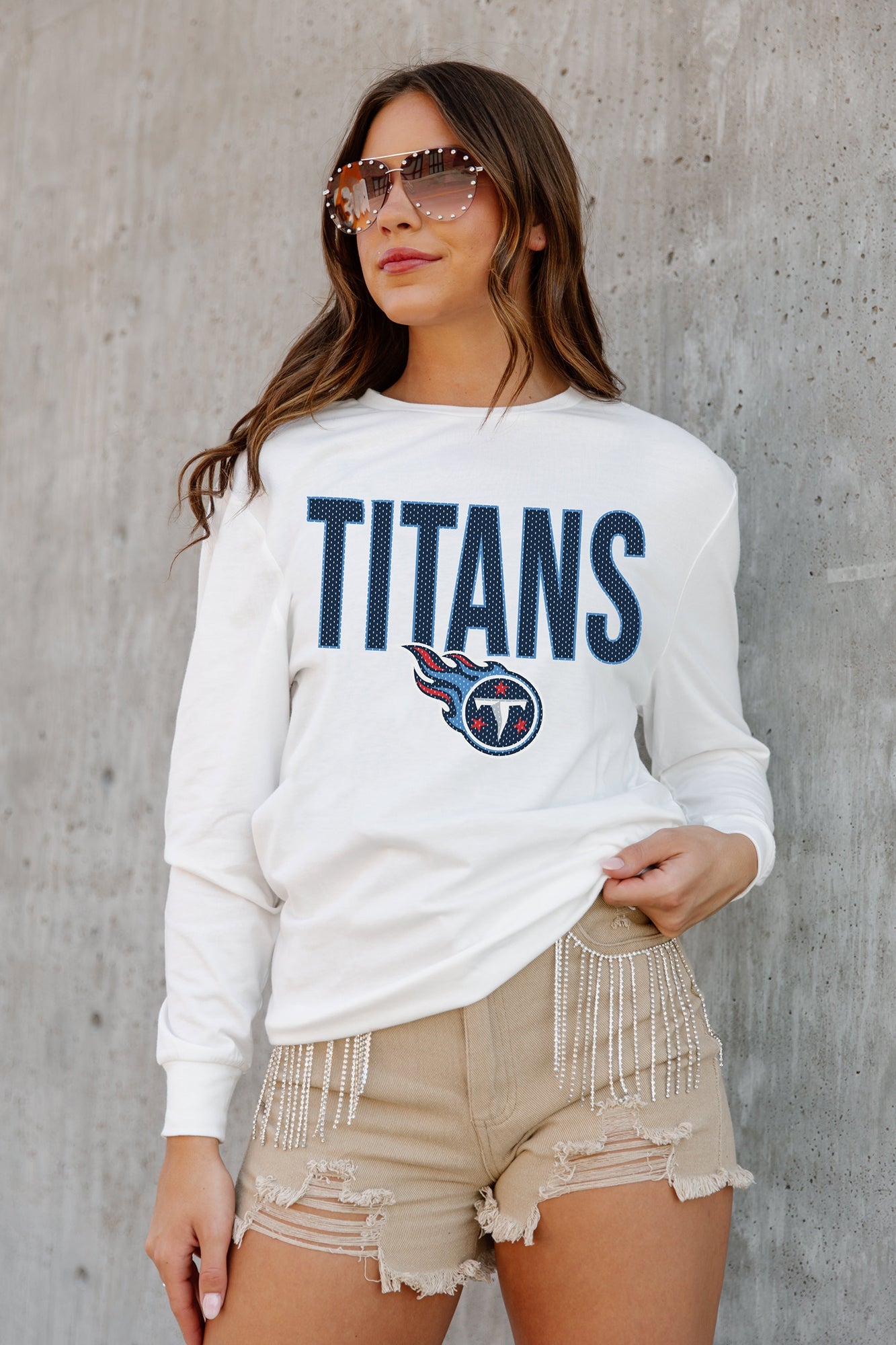 Tennessee Titans Gameday Couture Women's Tackle Titan Boyfriend Washed T- Shirt, hoodie, sweater, long sleeve and tank top