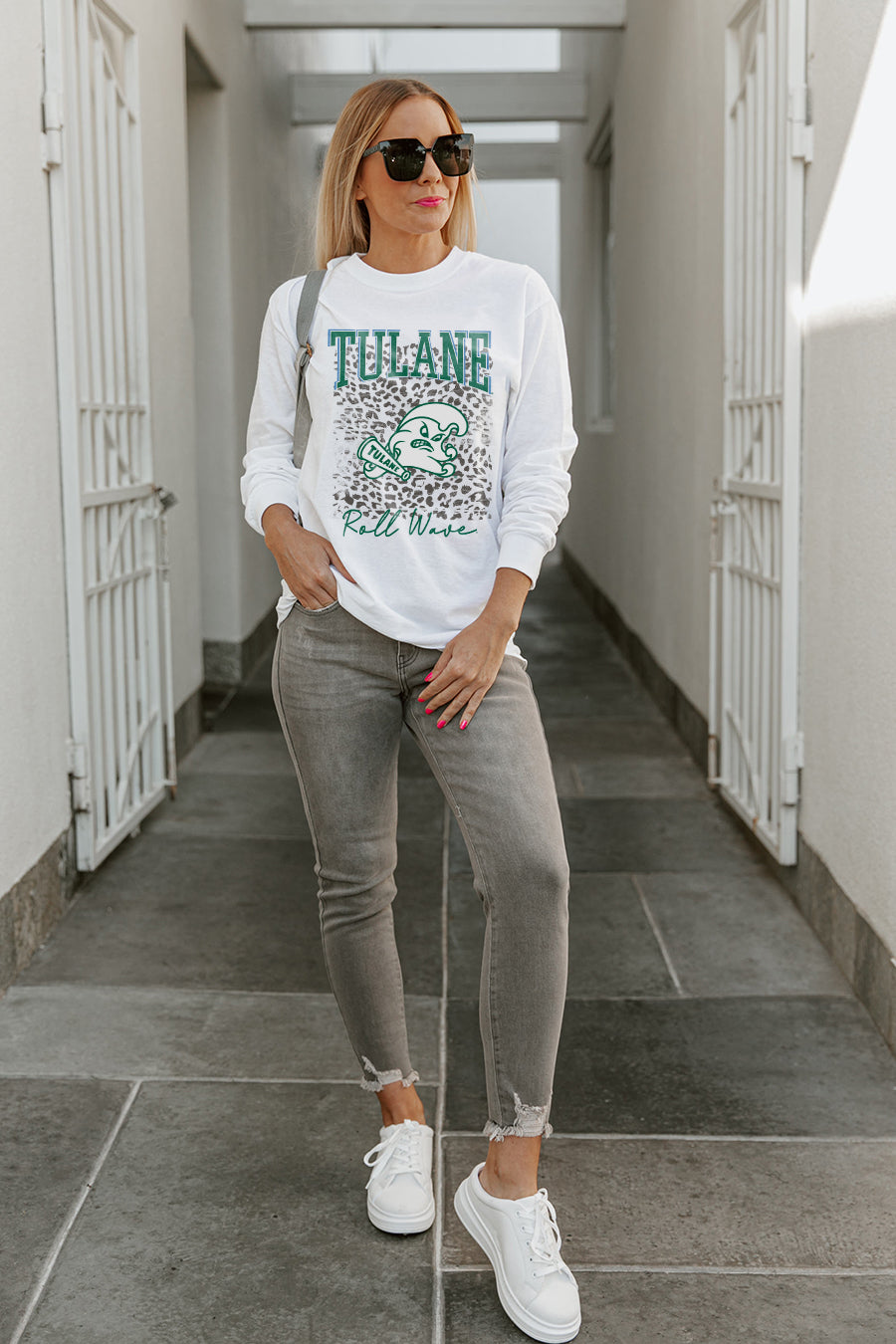 TULANE GREEN WAVE WILD GAME BOYFRIEND FIT LONG SLEEVE TEE