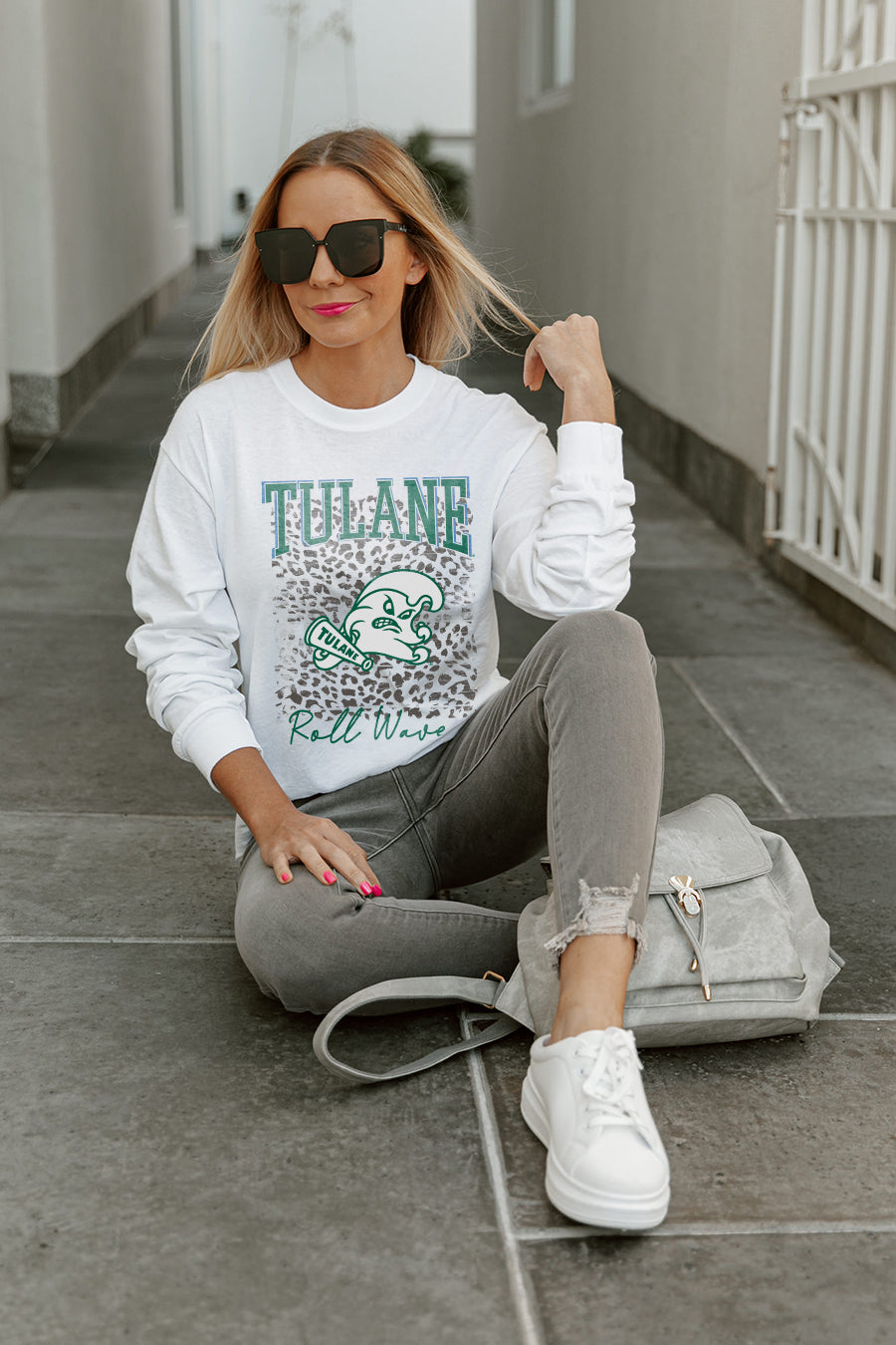 TULANE GREEN WAVE WILD GAME BOYFRIEND FIT LONG SLEEVE TEE