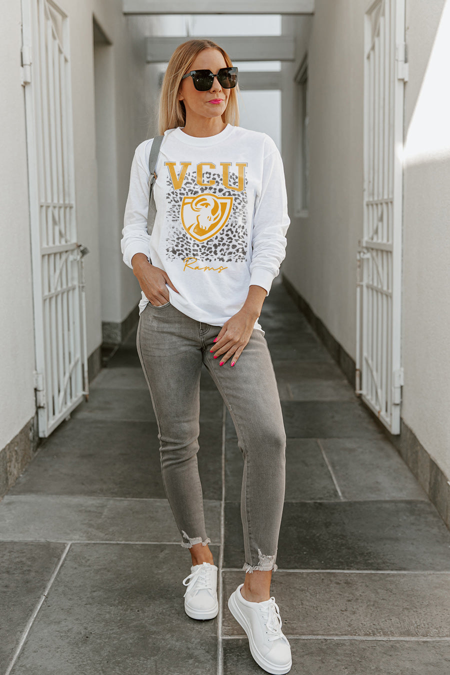 VIRGINIA COMMONWEALTH RAMS WILD GAME BOYFRIEND FIT LONG SLEEVE TEE