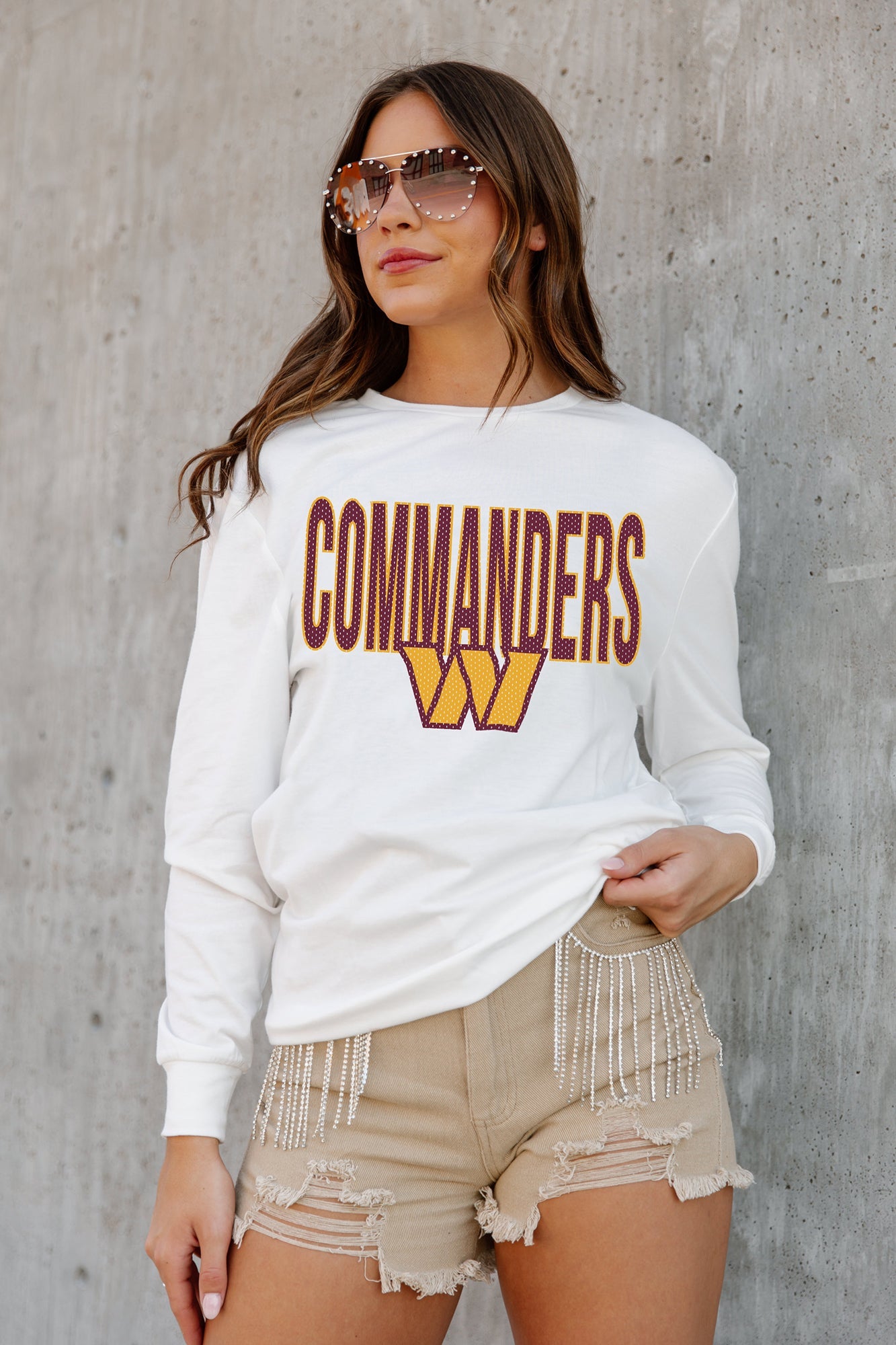 WASHINGTON COMMANDERS TOP RECRUIT SPORTY V-NECK OVERSIZED SIDE