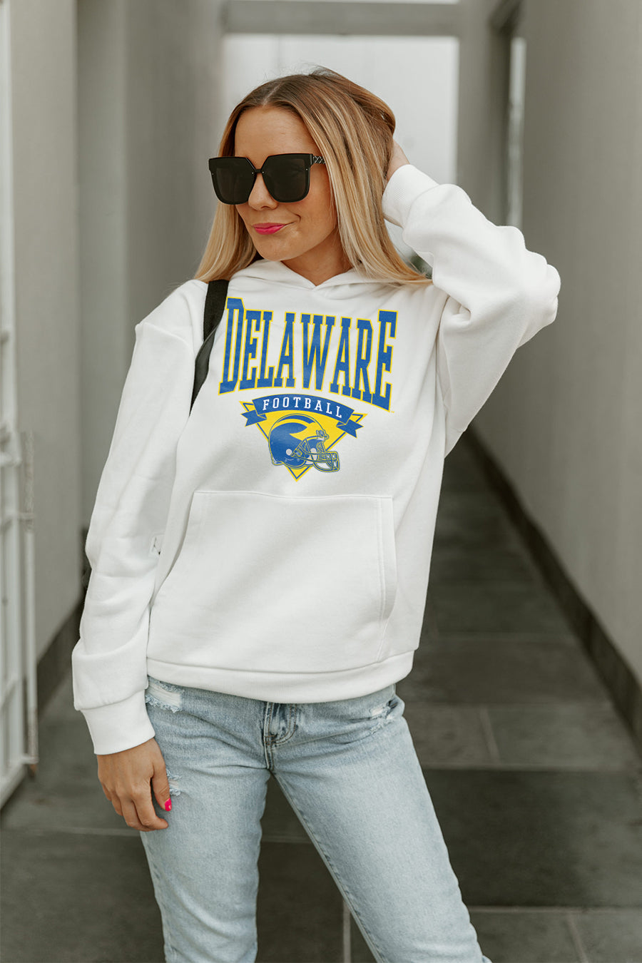 DELAWARE BLUE HENS GOOD CATCH PREMIUM FLEECE HOODED PULLOVER