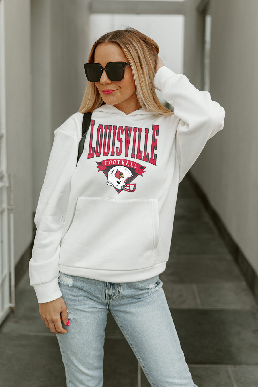 LOUISVILLE CARDINALS GOOD CATCH PREMIUM FLEECE HOODED PULLOVER