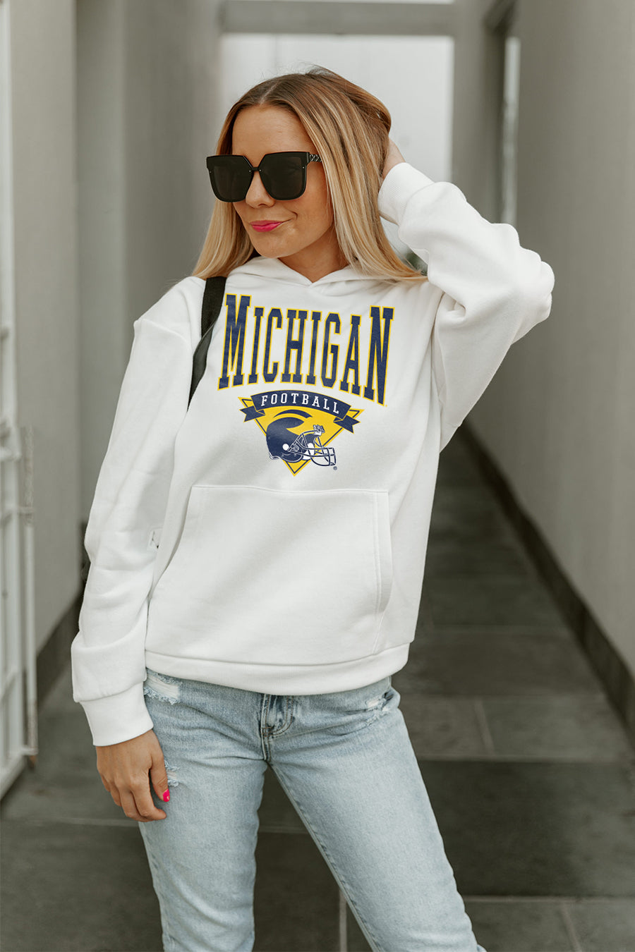 MICHIGAN WOLVERINES GOOD CATCH PREMIUM FLEECE HOODED PULLOVER