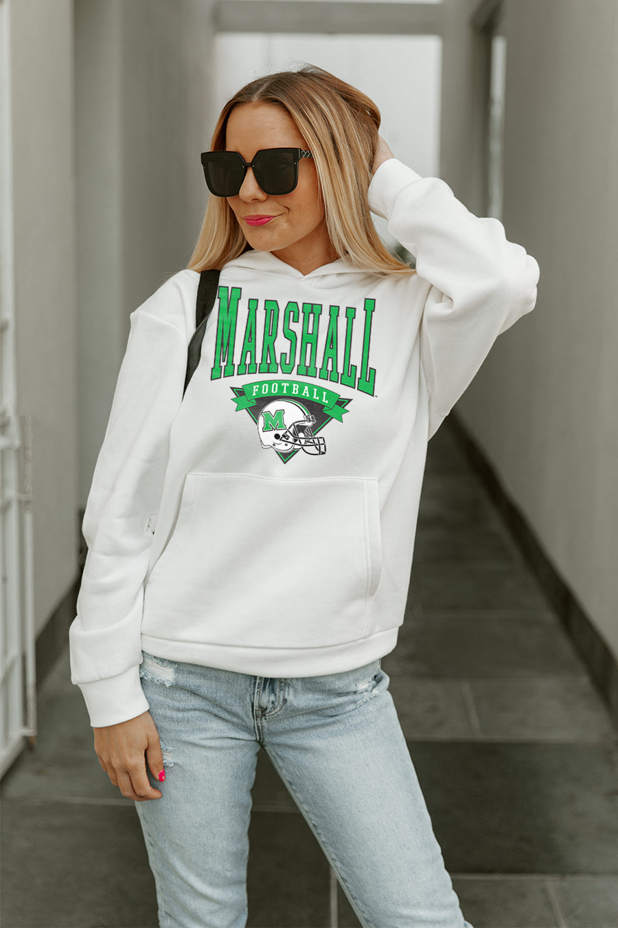 MARSHALL THUNDERING HERD GOOD CATCH PREMIUM FLEECE HOODED PULLOVER