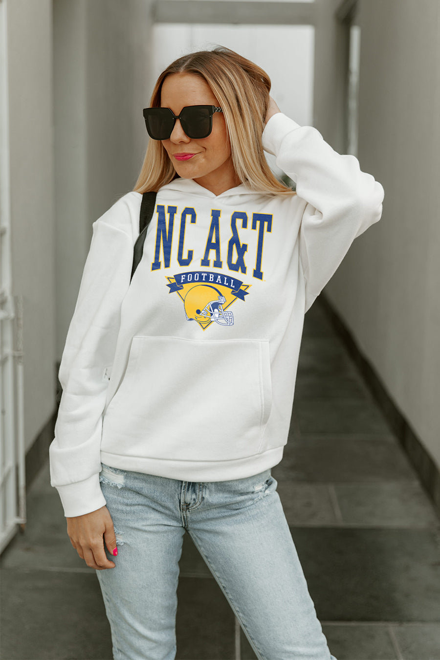 NORTH CAROLINA A&T STATE BULLDOGS GOOD CATCH PREMIUM FLEECE HOODED PULLOVER